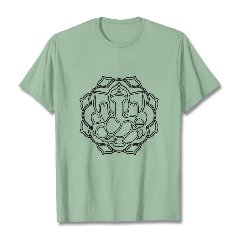 Buddha Stones Casual Mandala Design Ganesha Pattern Cotton Tee T-shirt - PaleGreen - 2XL - image 14