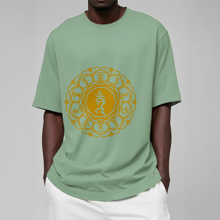 Buddha Stones Casual Hum Symbol Vishuddha Pattern Cotton Tee T-Shirt - image 15