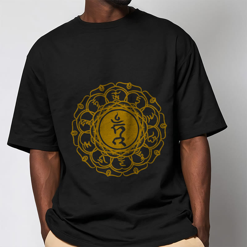 Buddha Stones Casual Hum Symbol Vishuddha Pattern Cotton Tee T-Shirt - image 5