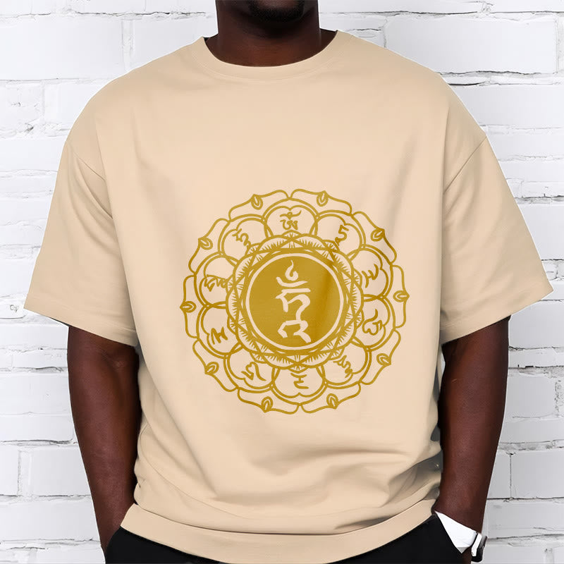 Buddha Stones Casual Hum Symbol Vishuddha Pattern Cotton Tee T-Shirt - image 9