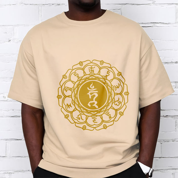 Buddha Stones Casual Hum Symbol Vishuddha Pattern Cotton Tee T-Shirt - image 9