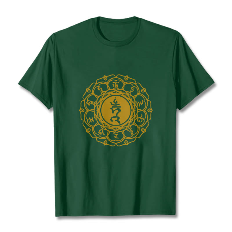 Buddha Stones Casual Hum Symbol Vishuddha Pattern Cotton Tee T-Shirt - ForestGreen - 2XL - image 10