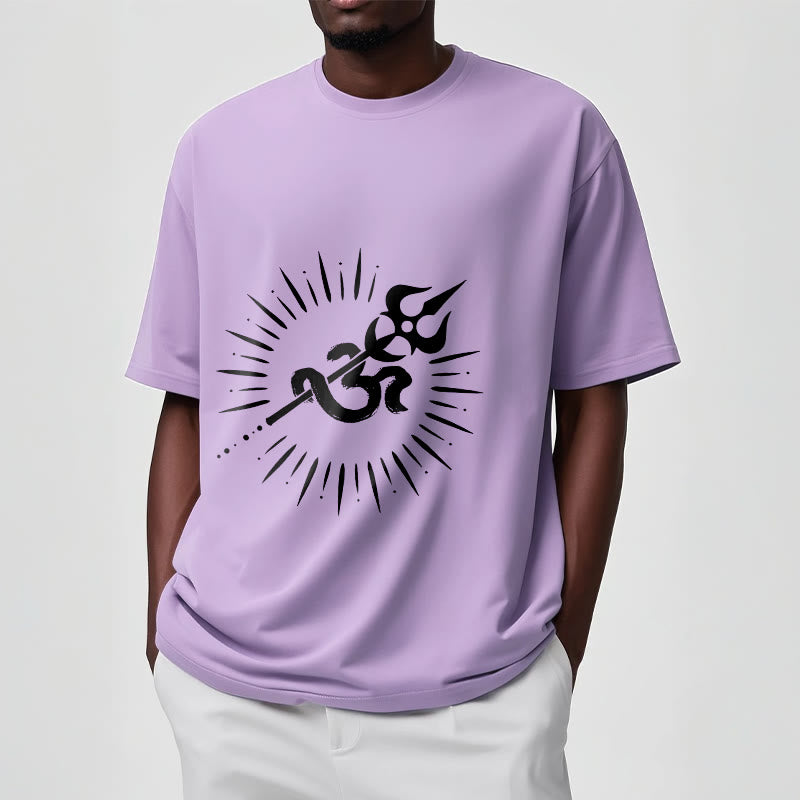 Buddha Stones Casual Om Symbol Trident Radiant Lines Pattern Cotton Tee T-shirt - image 17