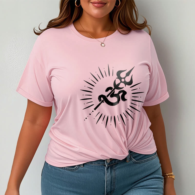 Buddha Stones Casual Om Symbol Trident Radiant Lines Pattern Cotton Tee T-shirt - image 13