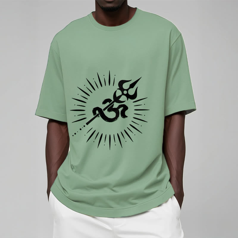 Buddha Stones Casual Om Symbol Trident Radiant Lines Pattern Cotton Tee T-shirt - image 15