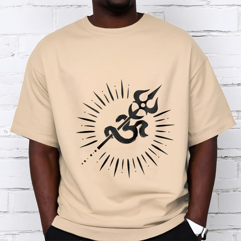 Buddha Stones Casual Om Symbol Trident Radiant Lines Pattern Cotton Tee T-shirt - image 9