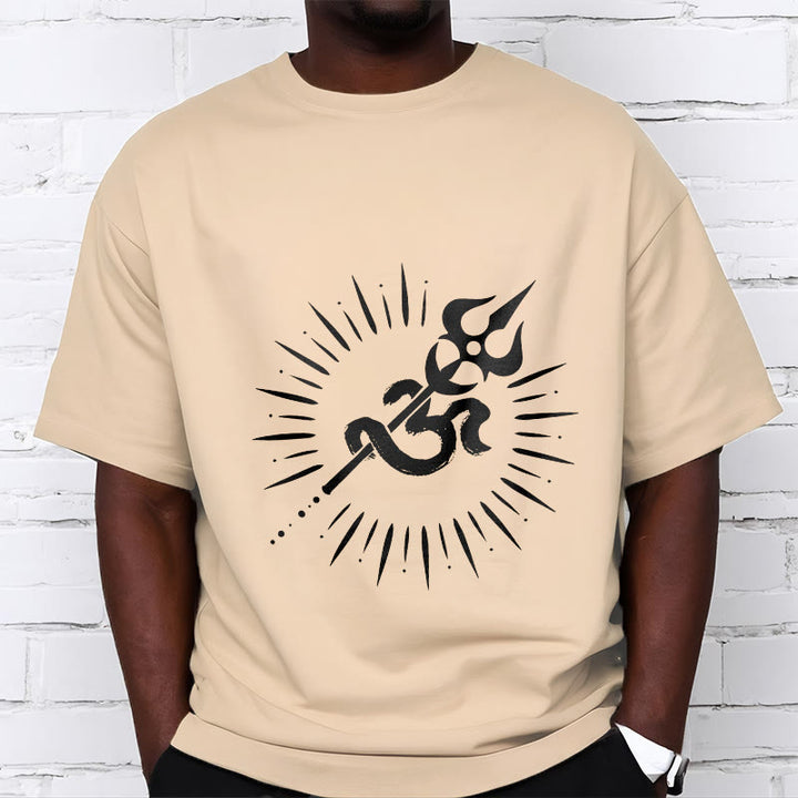 Buddha Stones Casual Om Symbol Trident Radiant Lines Pattern Cotton Tee T-shirt - image 9