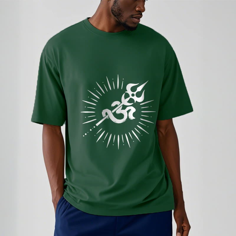 Buddha Stones Casual Om Symbol Trident Radiant Lines Pattern Cotton Tee T-shirt - image 11