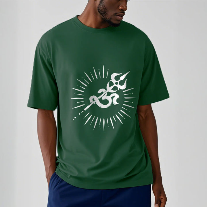 Buddha Stones Casual Om Symbol Trident Radiant Lines Pattern Cotton Tee T-shirt - image 11