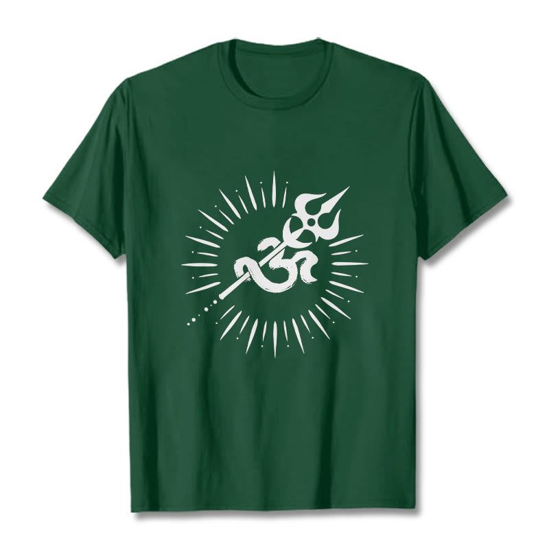 Buddha Stones Casual Om Symbol Trident Radiant Lines Pattern Cotton Tee T-shirt - ForestGreen - 2XL - image 10