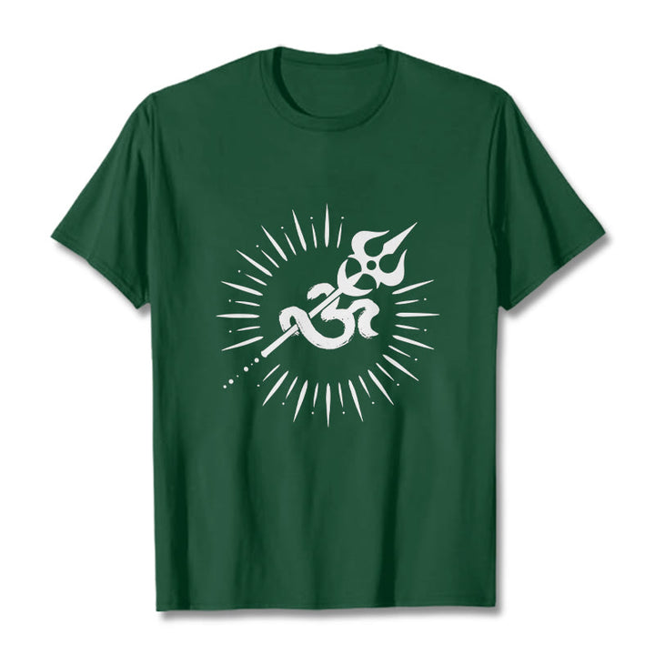 Buddha Stones Casual Om Symbol Trident Radiant Lines Pattern Cotton Tee T-shirt - ForestGreen - 2XL - image 10