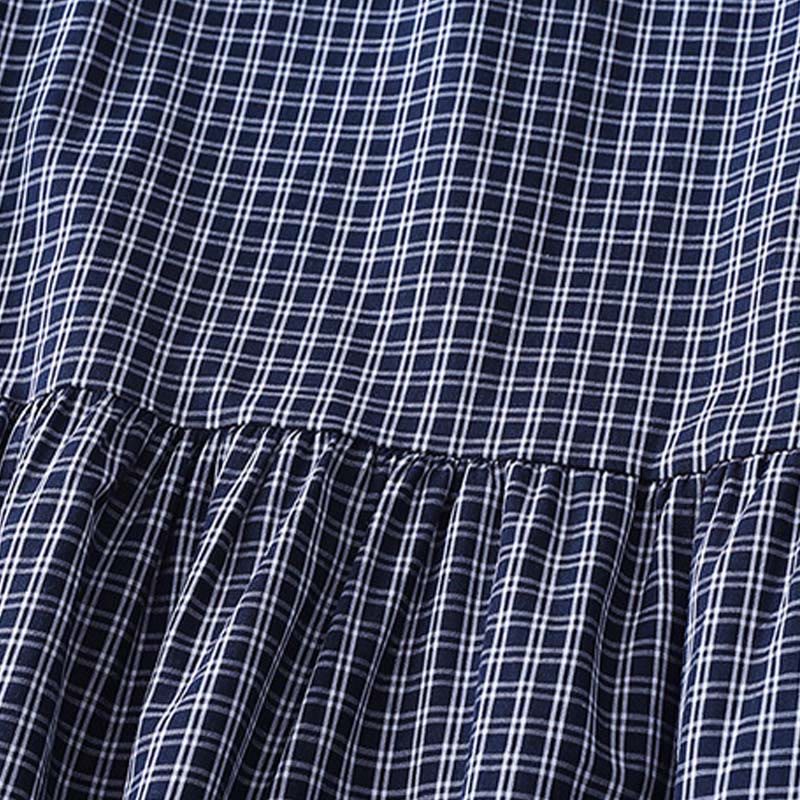 Buddha Stones Casual Plaid Buttons Lantern Long Sleeve Cotton Midi Dress - image 14