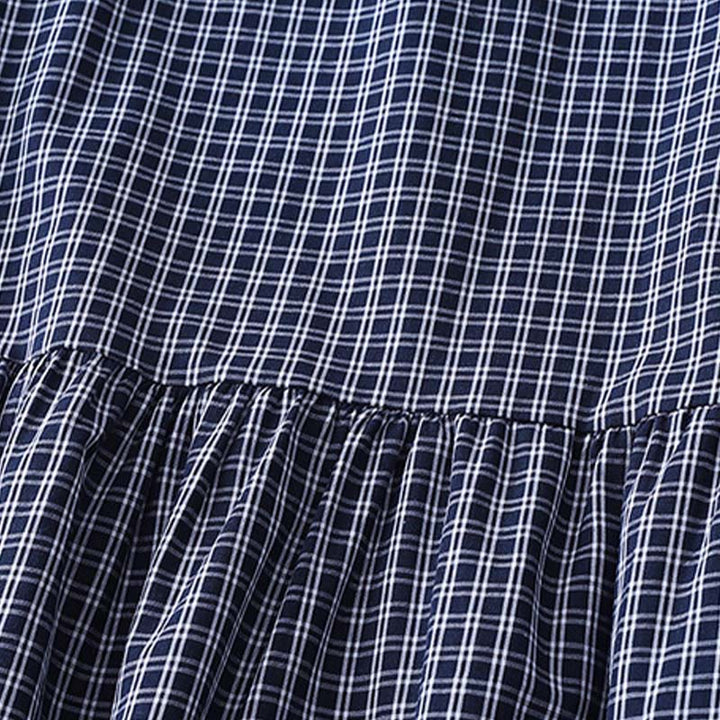 Buddha Stones Casual Plaid Buttons Lantern Long Sleeve Cotton Midi Dress - image 14