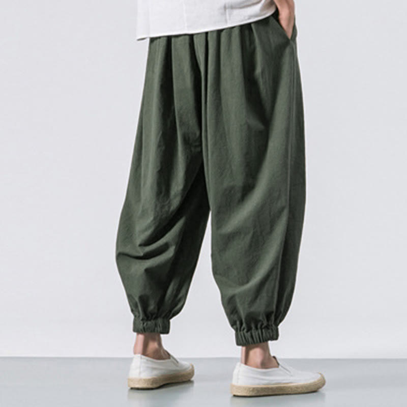 Buddha Stones Casual Sports Men's Solid Color Cotton Drawstring Pants With Pockets - image 22