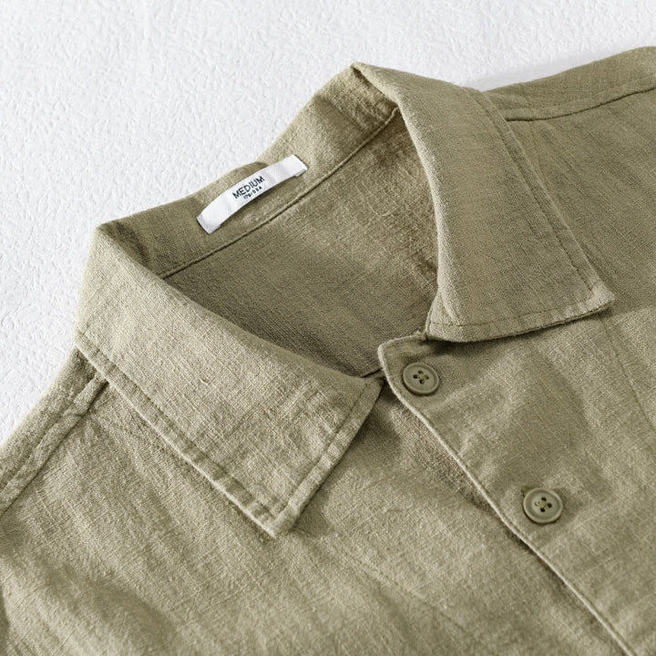 Buddha Stones Commute Men's Plain Buttons Design Cotton Linen Long Sleeve Shirt With Pockets - image 17