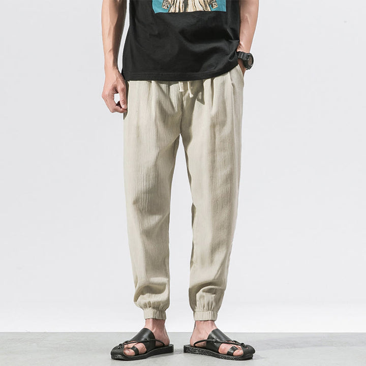 Buddha Stones Simple Drawstring Design Linen Men's Pants With Pockets - Beige - US/UK/AU46，EU56 (5XL) - image 15