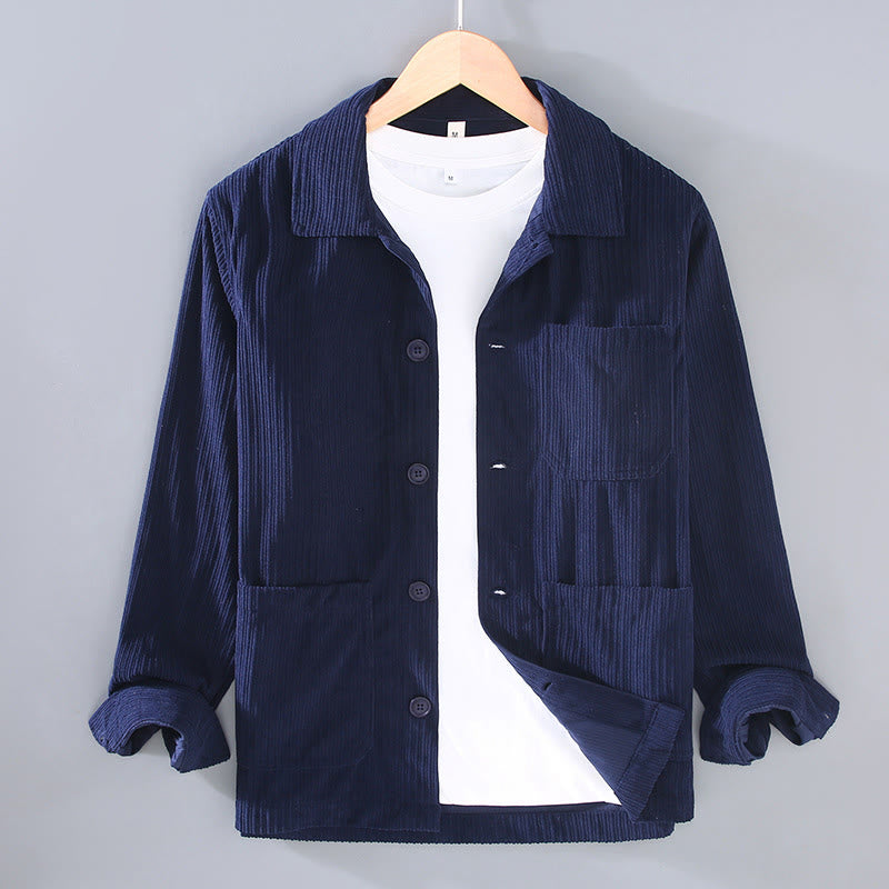 Buddha Stones Fall Lapel Design Long Sleeve Button Men's Jacket With Pockets - MidnightBlue - US/UK/AU42，EU52 (3XL) - image 6