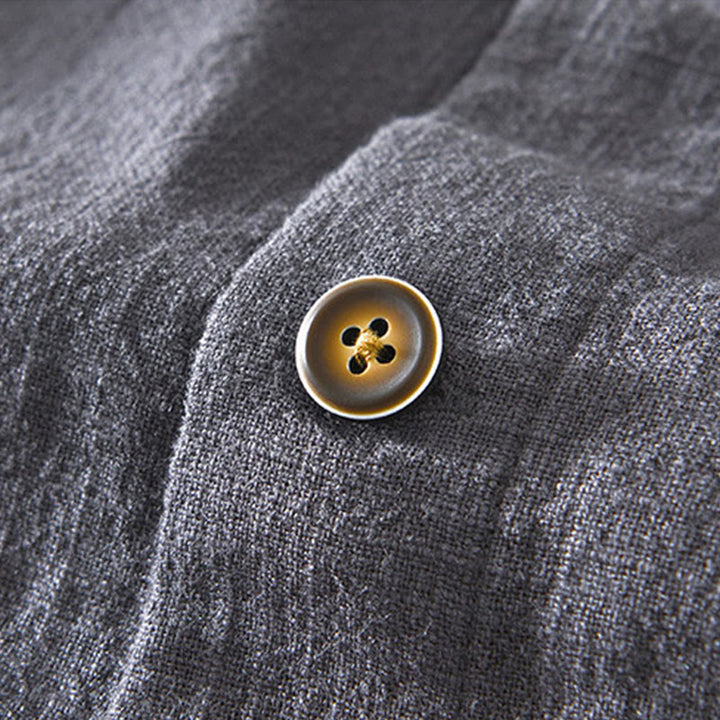 Buddha Stones Commute Plain Simple Buttons Design Men's Long Sleeve Ramie Linen Jacket With Pockets - image 17