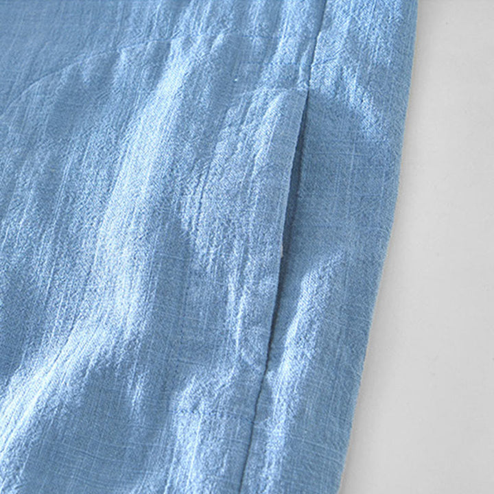 Buddha Stones Commute Plain Simple Buttons Design Men's Long Sleeve Ramie Linen Jacket With Pockets - image 14