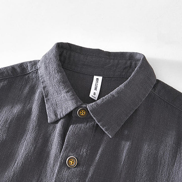 Buddha Stones Commute Plain Simple Buttons Design Men's Long Sleeve Ramie Linen Jacket With Pockets - image 12