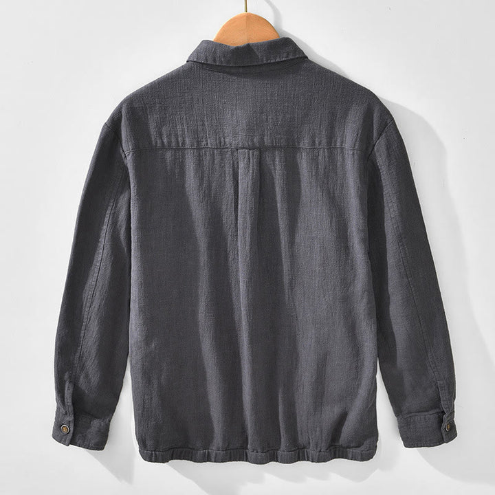 Buddha Stones Commute Plain Simple Buttons Design Men's Long Sleeve Ramie Linen Jacket With Pockets - image 17