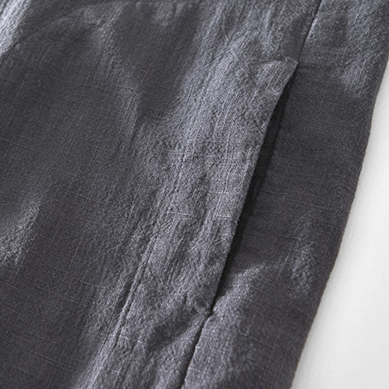 Buddha Stones Commute Plain Simple Buttons Design Men's Long Sleeve Ramie Linen Jacket With Pockets - image 22