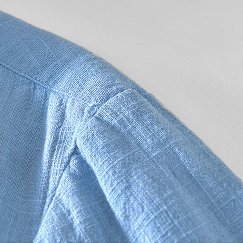 Buddha Stones Commute Plain Simple Buttons Design Men's Long Sleeve Ramie Linen Jacket With Pockets - image 12