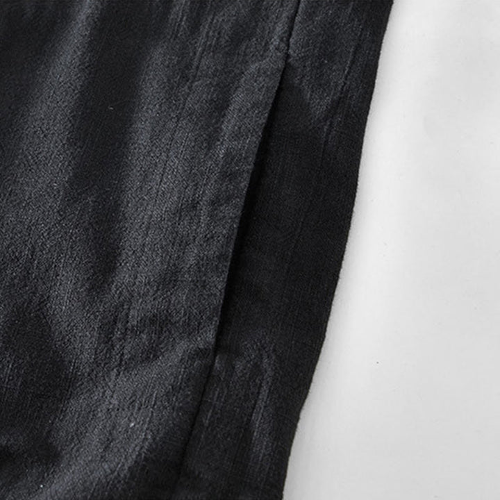 Buddha Stones Commute Plain Simple Buttons Design Men's Long Sleeve Ramie Linen Jacket With Pockets - image 8