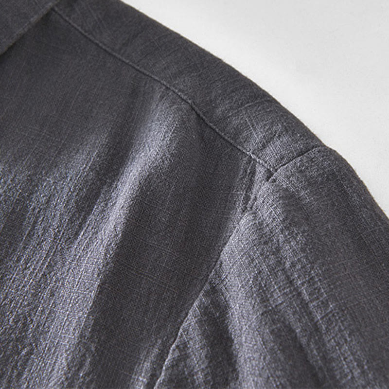 Buddha Stones Commute Plain Simple Buttons Design Men's Long Sleeve Ramie Linen Jacket With Pockets - image 20