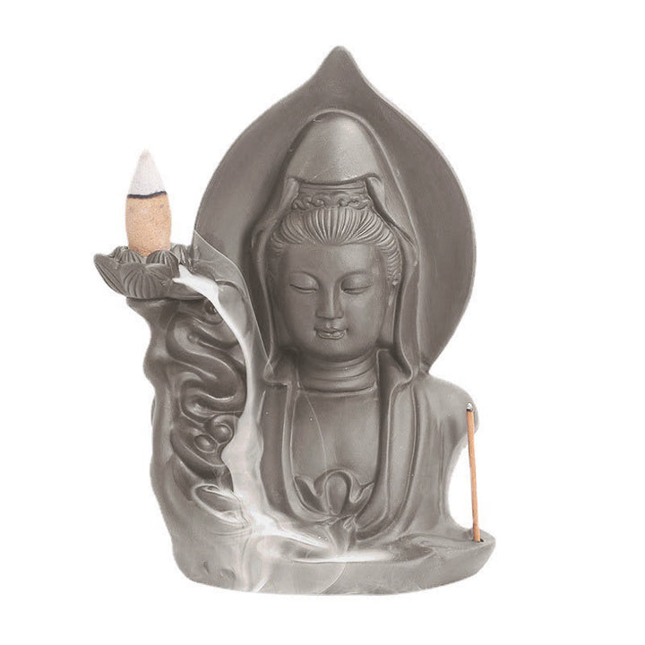 Buddha Stones Tibetan Avalokitesvara Buddha Lotus Healing Backflow Smoke Fountain Incense Burner - image 8