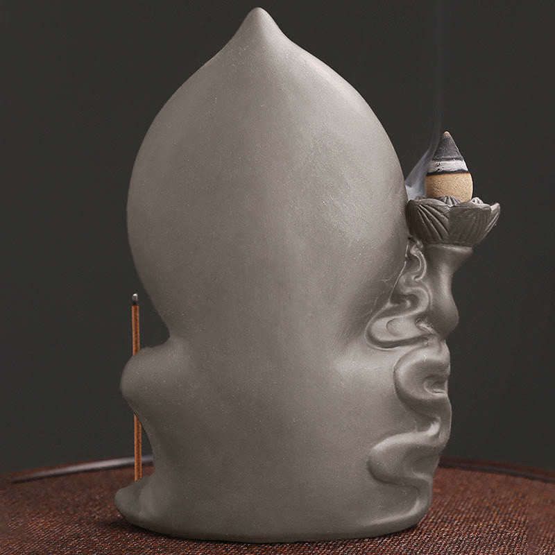 Buddha Stones Tibetan Avalokitesvara Buddha Lotus Healing Backflow Smoke Fountain Incense Burner - image 5