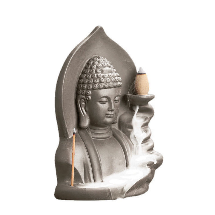 Buddha Stones Tibetan Avalokitesvara Buddha Lotus Healing Backflow Smoke Fountain Incense Burner - image 21