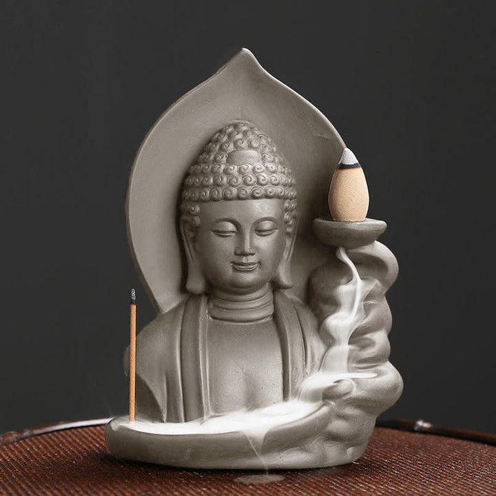 Buddha Stones Tibetan Avalokitesvara Buddha Lotus Healing Backflow Smoke Fountain Incense Burner - Buddha - image 12