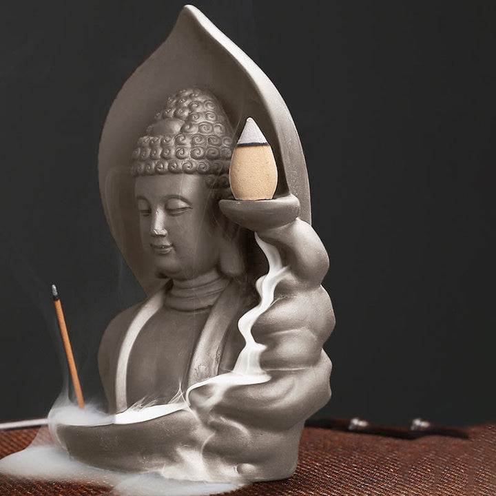 Buddha Stones Tibetan Avalokitesvara Buddha Lotus Healing Backflow Smoke Fountain Incense Burner - image 14