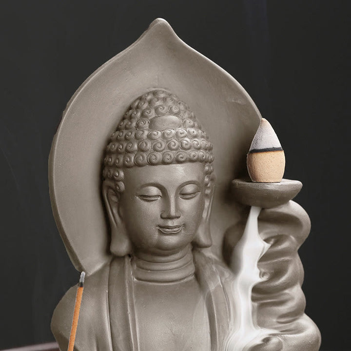 Buddha Stones Tibetan Avalokitesvara Buddha Lotus Healing Backflow Smoke Fountain Incense Burner - image 15