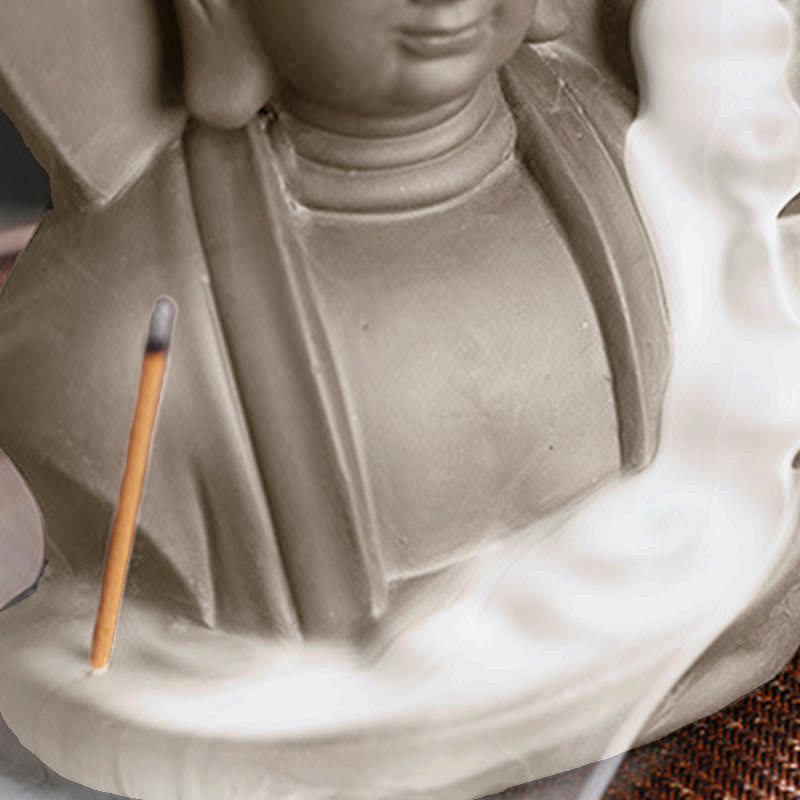 Buddha Stones Tibetan Avalokitesvara Buddha Lotus Healing Backflow Smoke Fountain Incense Burner - image 19