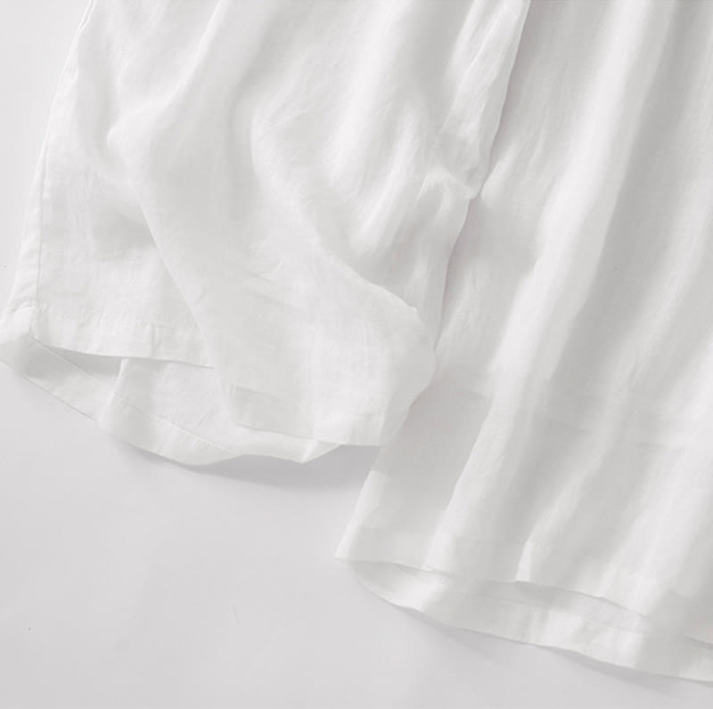 Buddha Stones Casual Flower Embroidery Women's Cotton Linen Elastic Waist  Wide Leg Pants With Pockets - image 29