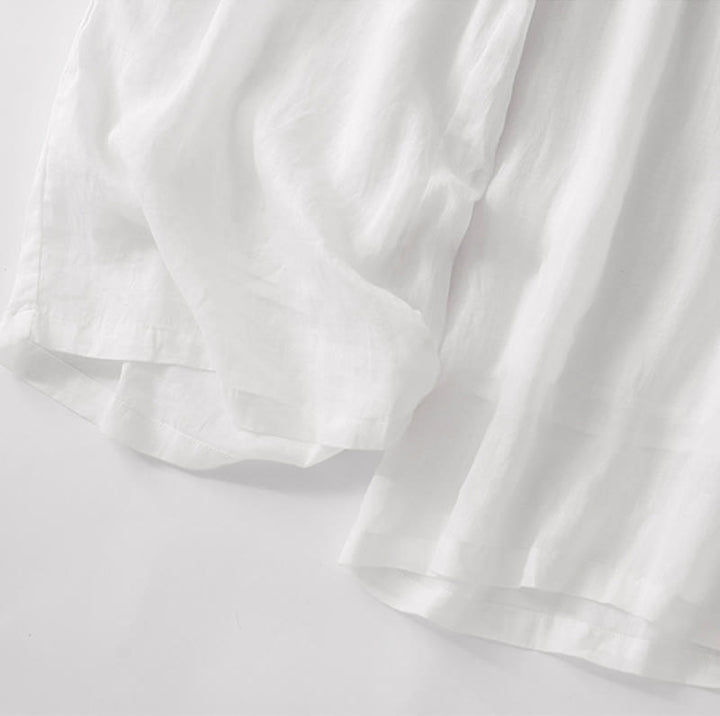 Buddha Stones Casual Flower Embroidery Women's Cotton Linen Elastic Waist  Wide Leg Pants With Pockets - image 29