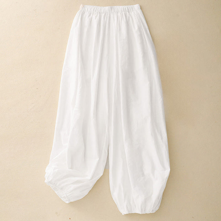 Buddha Stones Casual Simple Design Women's Harem Pants With Pockets - White - US8-10，UK/AU12-14，EU40-42 (2XL) - image 4