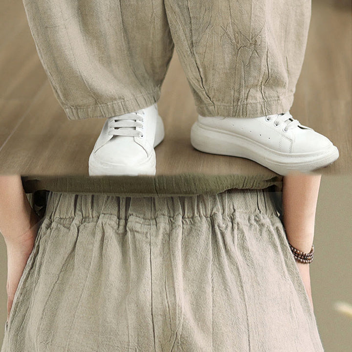 Buddha Stones Casual Plain Women's Cotton Linen Harem Pants With Pockets - image 7