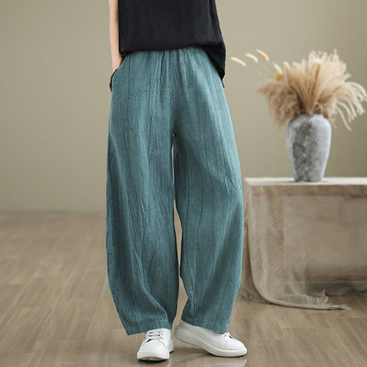 Buddha Stones Casual Plain Women's Cotton Linen Harem Pants With Pockets - image 16