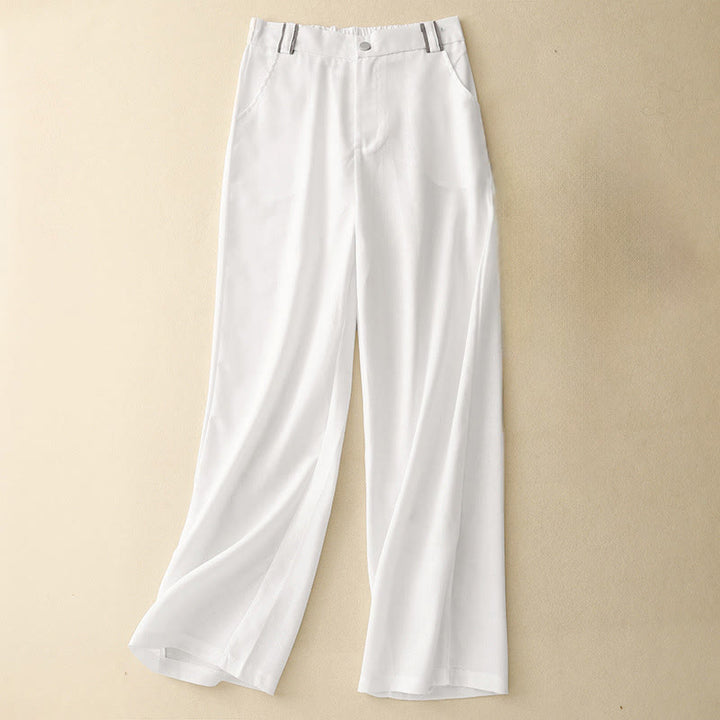 Buddha Stones Casual Straight Leg Design Women's Cotton Linen Pants With Pockets - White - US14，UK/AU18，EU46 (2XL) - image 7