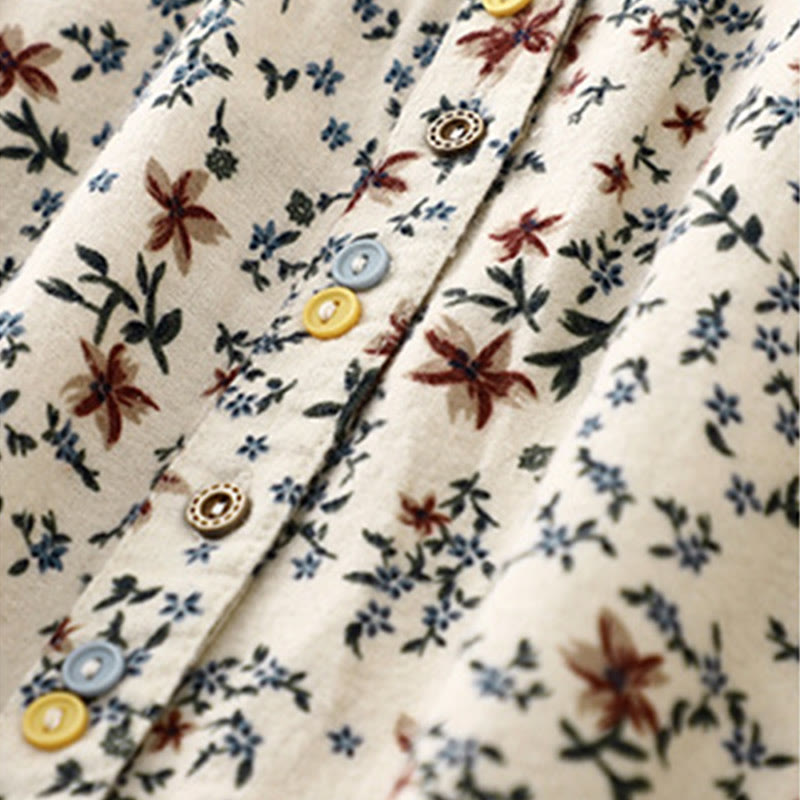 Buddha Stones Casual Florals Crew Neck Cotton Linen Women's Shirt - image 6