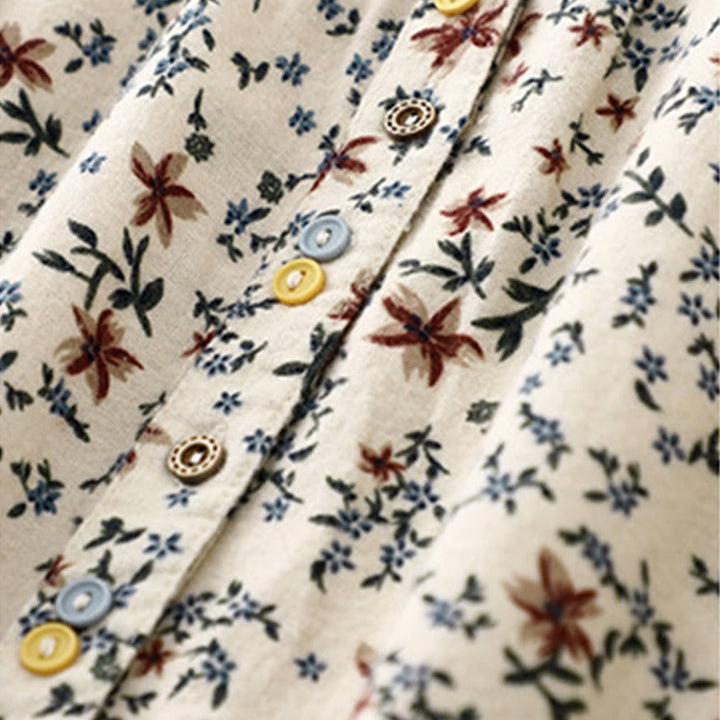 Buddha Stones Casual Florals Crew Neck Cotton Linen Women's Shirt - image 6