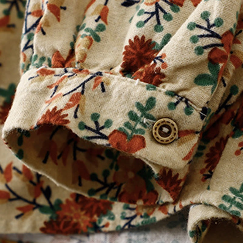 Buddha Stones Casual Florals Crew Neck Cotton Linen Women's Shirt - image 13