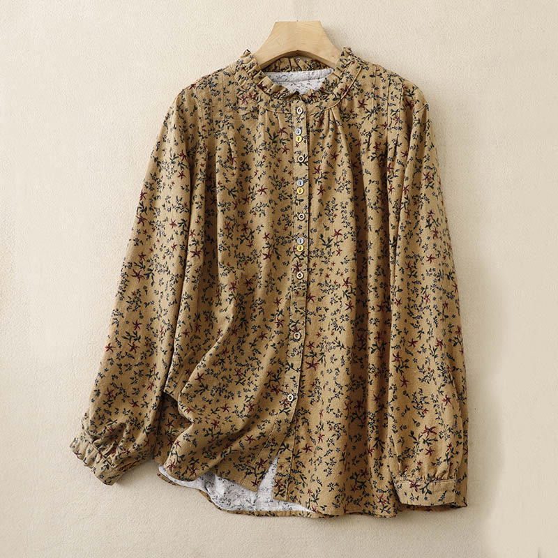 Buddha Stones Casual Florals Crew Neck Cotton Linen Women's Shirt - Peru - US14，UK/AU18，EU46 (2XL) - image 16