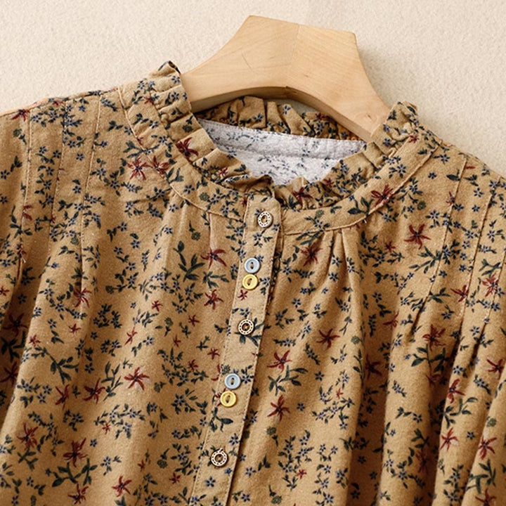 Buddha Stones Casual Florals Crew Neck Cotton Linen Women's Shirt - image 17