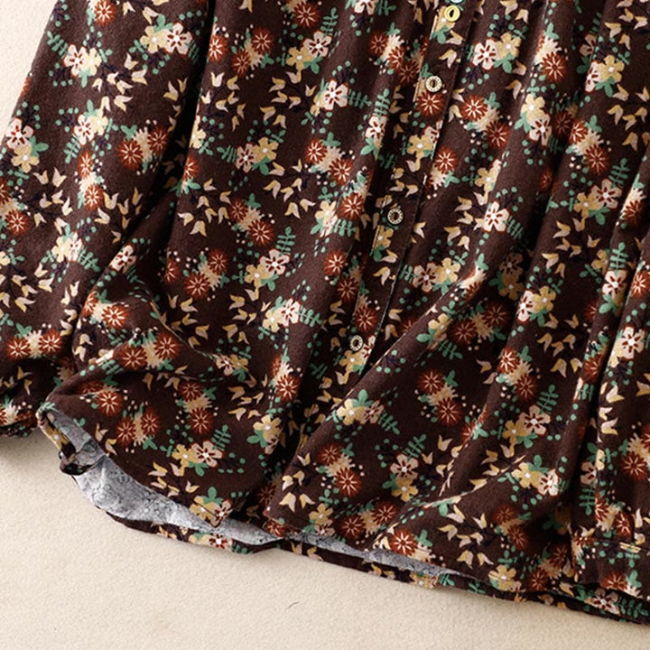 Buddha Stones Casual Florals Crew Neck Cotton Linen Women's Shirt - image 25