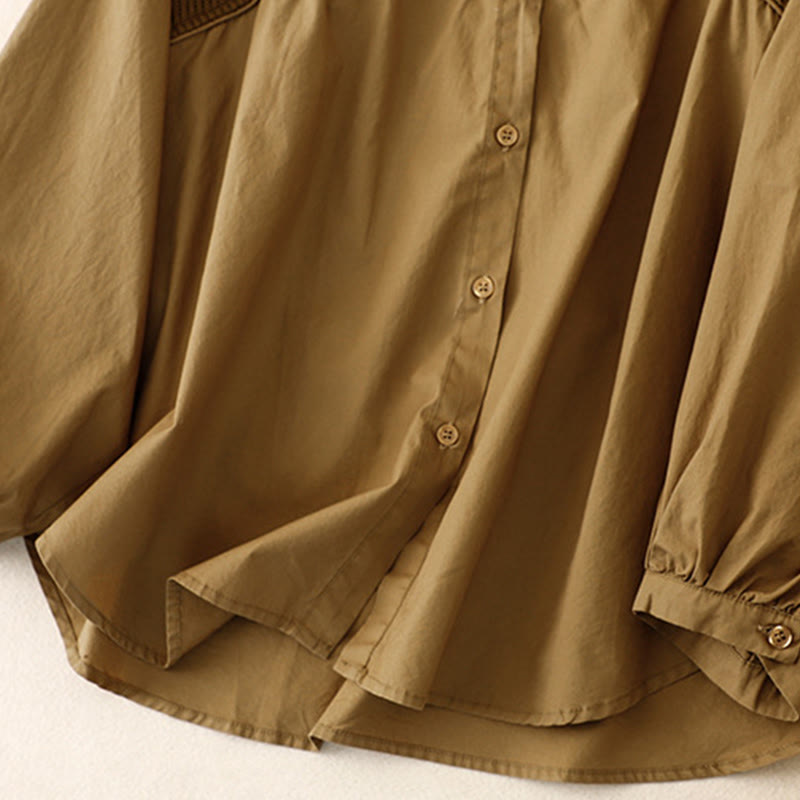 Buddha Stones Plain Stand Collar Women's Cotton Corduroy Jacket - image 3
