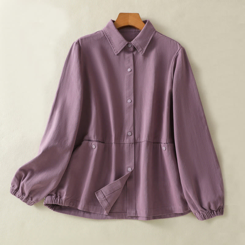 Buddha Stones Plain Button Design Stand Collar Women's Cotton Jacket - Plum - US14，UK/AU18，EU46 (2XL) - image 0